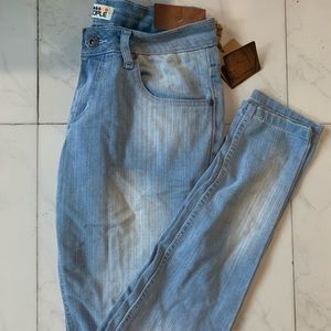 People faded jeans